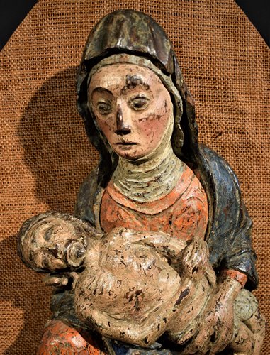 Sculpture en bois polychrome "la Pietà"